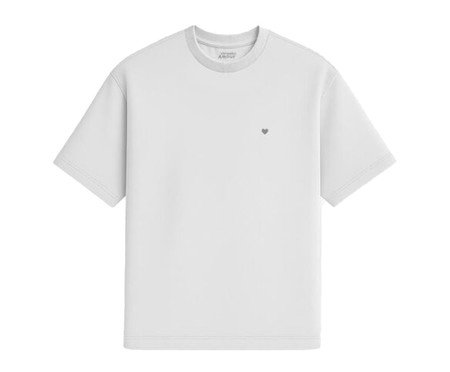 Camiseta Cotton Branco Coração Micro Cinza | Westwing