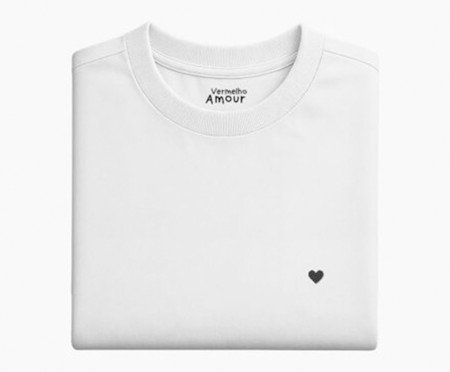 Camiseta Cotton Branco Coração Micro Preto | Westwing