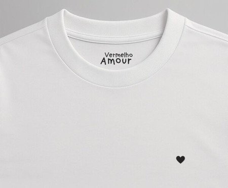 Camiseta Cotton Branco Coração Micro Preto | Westwing