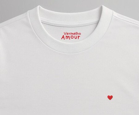 Camiseta Cotton Branco Coração Micro Vermelho | Westwing