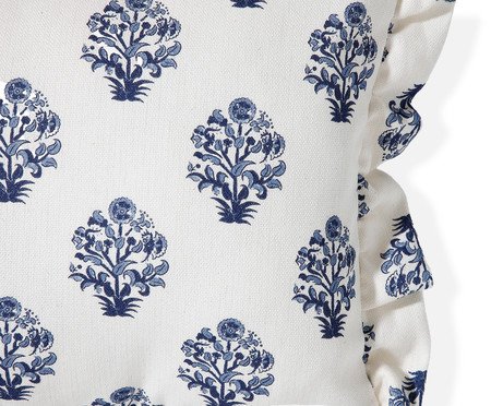 Capa de Almofada Retangular com Babados Floral Poppy Off-White | Westwing