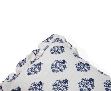 Capa de Almofada Retangular com Babados Floral Poppy Off-White | Westwing