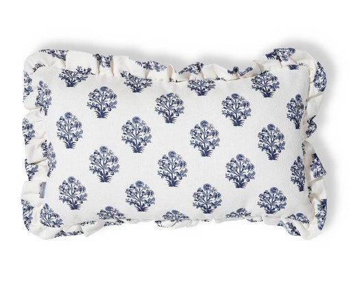 Capa de Almofada Retangular com Babados Floral Poppy Off-White, Off White | WestwingNow