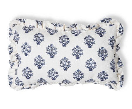 Capa de Almofada Retangular com Babados Floral Poppy Off-White | Westwing