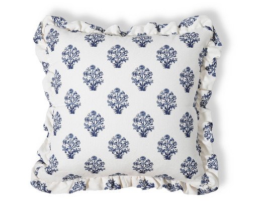 Capa de Almofada Estampada com Babados Floral Poppy Off-White, Off White | WestwingNow