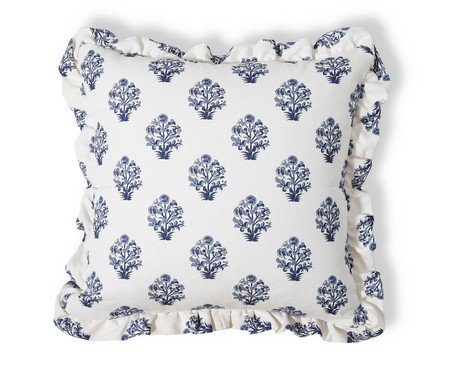 Capa de Almofada Estampada com Babados Floral Poppy Off-White | Westwing
