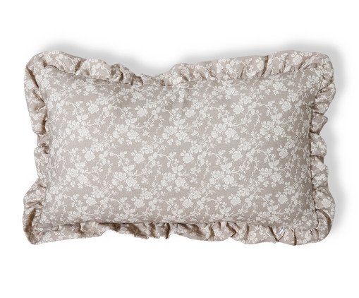 Capa de Almofada Retangular Estampada com Babados Floral Dora Bege, beige | WestwingNow