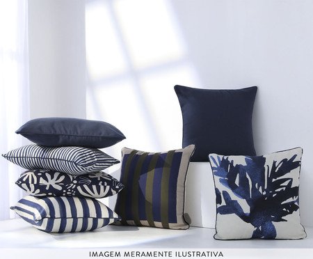 Capa de Almofada Estampada com com Cordonê Dubai Azul Marinho | Westwing