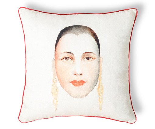 Capa de Almofada Estampada Autoretrato de Tarsila do Amaral, beige | WestwingNow