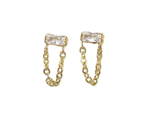 Brinco Baguete Corrente Dourada, Dourado | WestwingNow