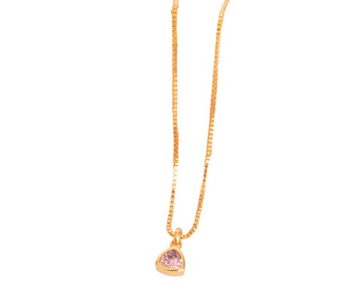 Colar Triangulo Zirconia Rosa e Lilás, Dourado | WestwingNow