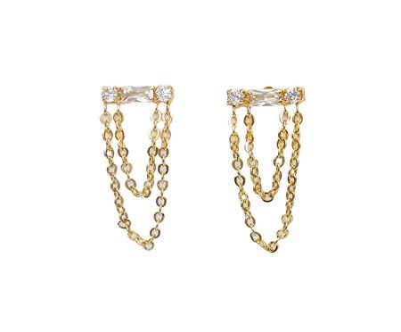 Brinco Baguete Dupla Dourada | Westwing