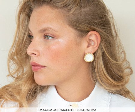 Brinco Bola Off-White e Dourado | Westwing