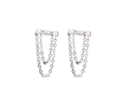 Brinco Baguete Dupla Prateado | Westwing