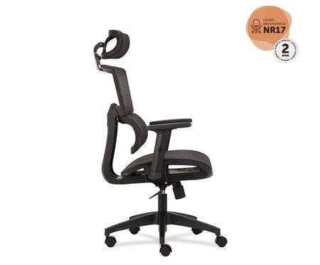 Cadeira Office Oregon C/ Apoio e Braço 3D Tela Mesh Preta | Westwing