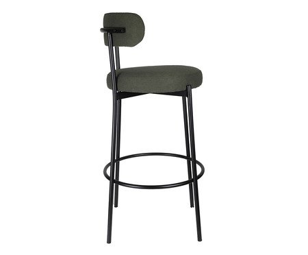Banqueta Serena Boucle Verde Oliva Base Preta | Westwing