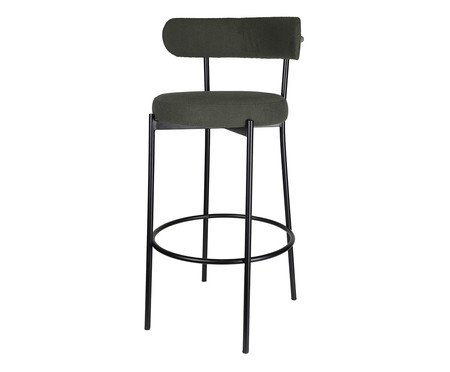 Banqueta Serena Boucle Verde Oliva Base Preta | Westwing
