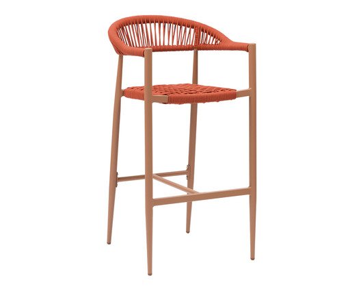 Banqueta Trancoso Corda Terracota Base Castanho Claro, Terracotta | WestwingNow