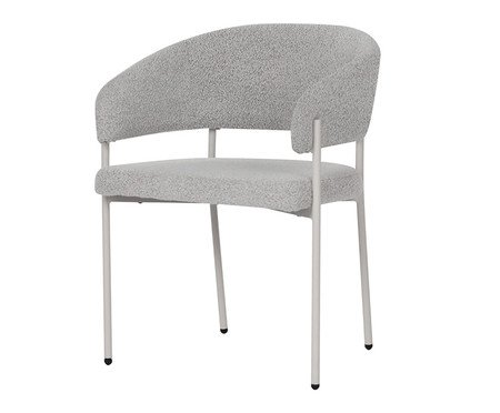 Cadeira Bari Boucle Cinza Base Off White | Westwing