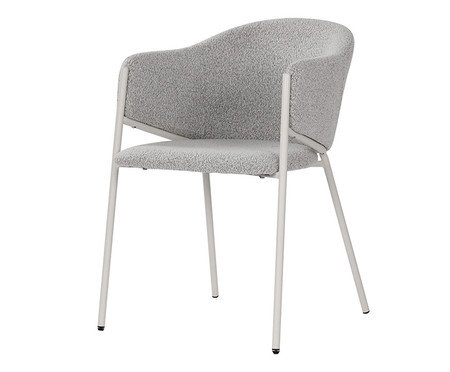 Cadeira Elie Boucle Cinza Base Off White | Westwing