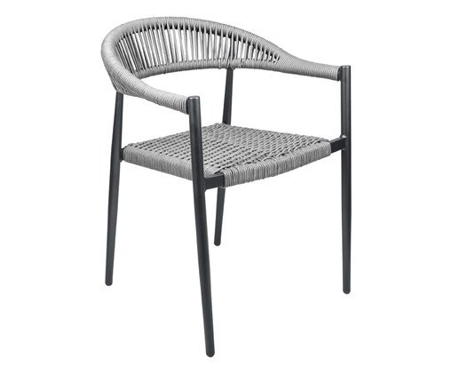 Cadeira Trancoso Corda Cinza Base Grafite, grey | WestwingNow