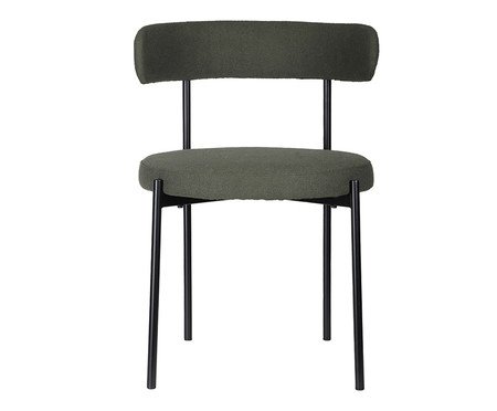 Cadeira Serena Boucle Verde Oliva Base Preta | Westwing