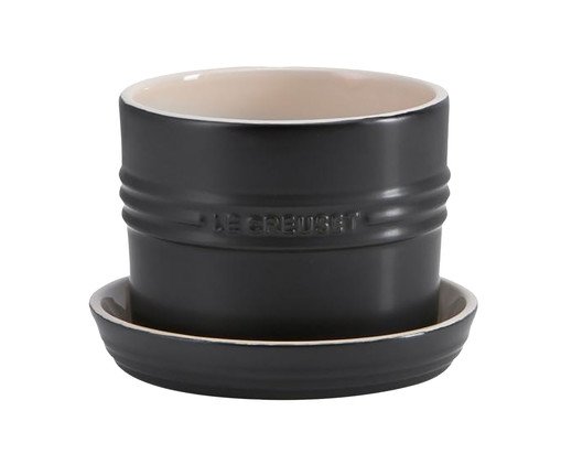 Vaso para Ervas com Bandeja Matte Black - 14cm, Preto | WestwingNow
