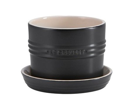 Vaso para Ervas com Bandeja Matte Black - 14cm | Westwing