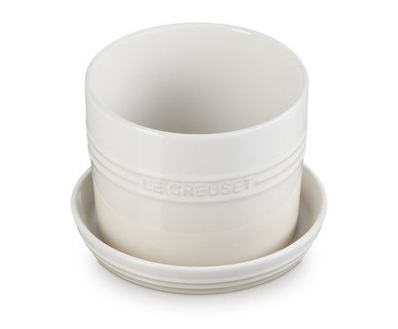 Vaso para Ervas com Bandeja Meringue - 14cm | Westwing