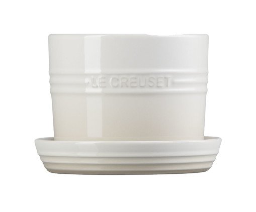 Vaso para Ervas com Bandeja Meringue - 14cm, Branco | WestwingNow