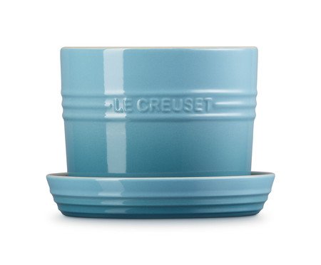 Vaso para Ervas com Bandeja Azul Caribe - 14cm | Westwing