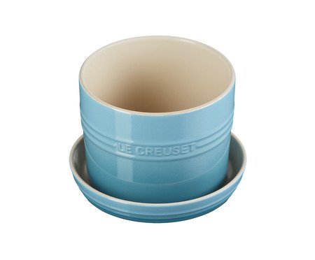 Vaso para Ervas com Bandeja Azul Caribe - 14cm | Westwing