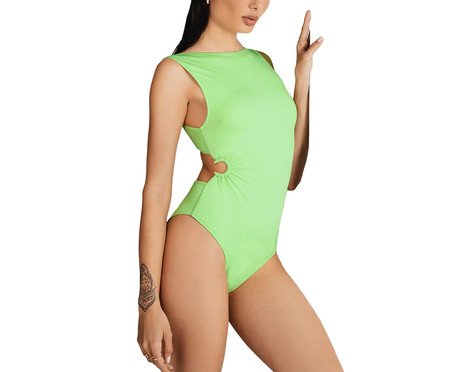 Maiô Regata Decote Alto com Aviamento Piering Verde Fresh - M | Westwing