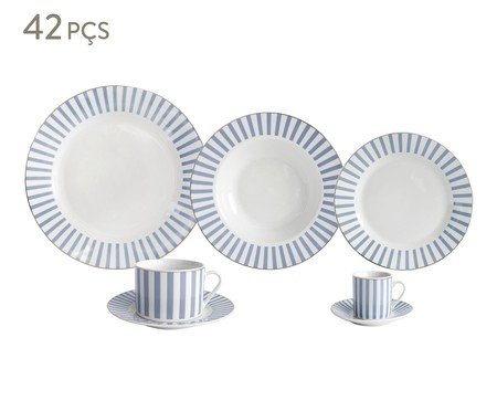 Aparelho de Jantar com Borda Dourada Charming Azul | Westwing
