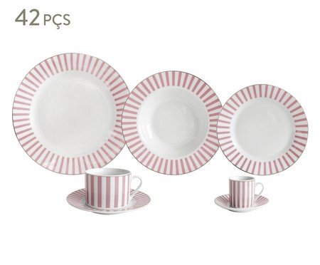 Aparelho de Jantar com Borda Dourada Charming Rosa | Westwing