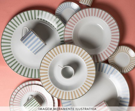 Aparelho de Jantar com Borda Dourada Charming Rosa | Westwing