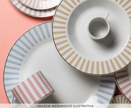 Aparelho de Jantar com Borda Dourada Charming Rosa | Westwing