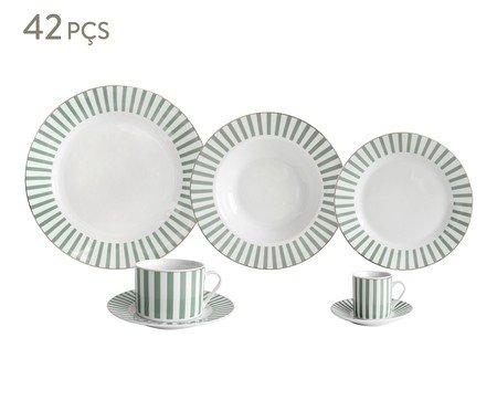 Aparelho de Jantar com Borda Dourada Charming Verde | Westwing