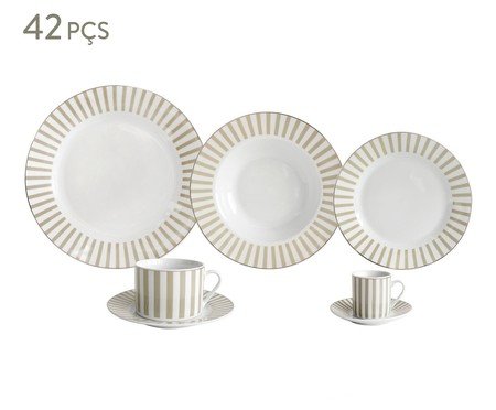 Aparelho de Jantar com Borda Dourada Charming Bege | Westwing