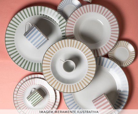 Aparelho de Jantar com Borda Dourada Charming Bege | Westwing
