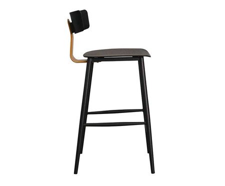 Banqueta Analu Preto e Marrom Camel | Westwing