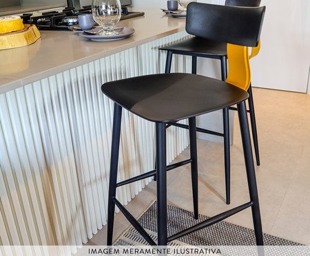 Banqueta Analu Preto e Marrom Camel | Westwing