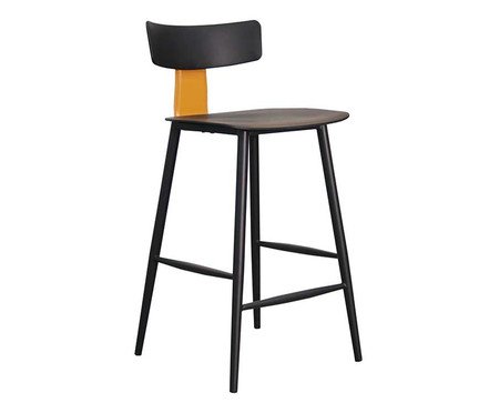 Banqueta Analu Preto e Marrom Camel | Westwing