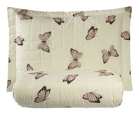 Cobre-leito Essencialle Borboletas Branco 140 Fios