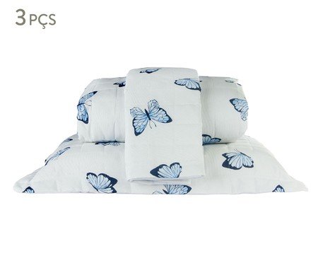 Jogo de Cobre-leito Misto Essencialle Borboletas Azuis