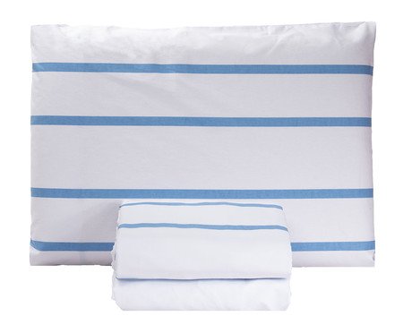 Jogo de Lençol Classic Tous Les Jours Estampado Listra Pijama Azul | Westwing