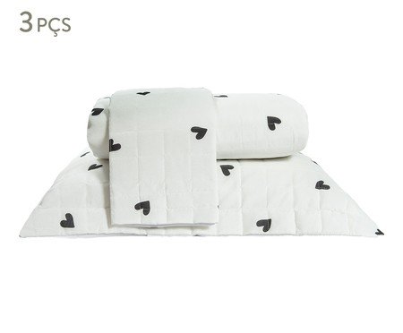 Jogo de Cobre-leito Misto Essencialle Corações P&B