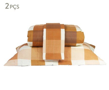 Jogo de Cobre-leito Classic Xadrez Terracota 160 Fios | Westwing