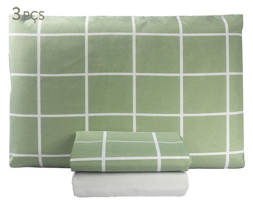 Jogo de Lençol Clássico Misto Grid Verde, multicolor | WestwingNow