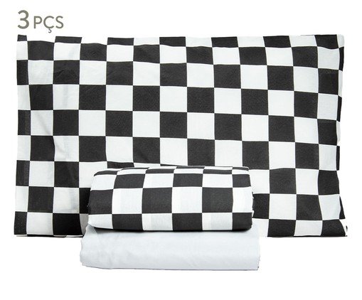 Jogo de Lençol Misto Classic Essencialle Xadrez Old School Preto, multicolor | WestwingNow